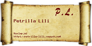 Petrilla Lili névjegykártya